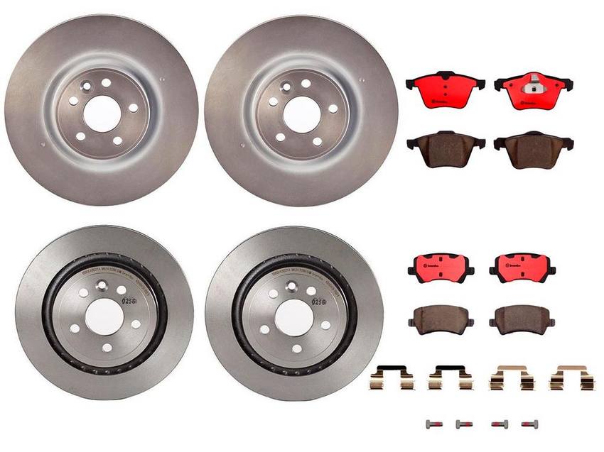 Volvo Brakes Kit - Pads & Rotors Front and Rear (336mm/302mm) (Ceramic) 31471028 - Brembo 1596602KIT